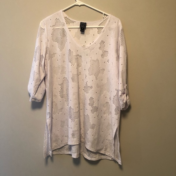 Clara Sun Woo White Floral Tunic Size Medium